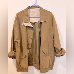 Tan suede bomber jacket - size XL & true to size